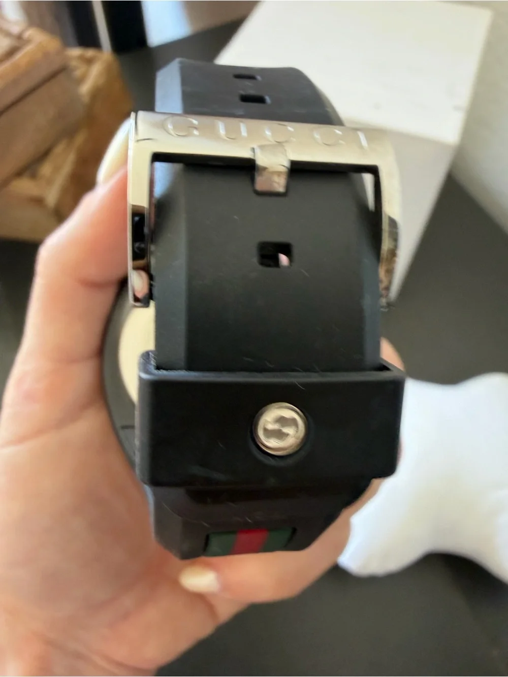 Gucci Sync XXL YA137101 Black Swiss Watch 46mm Web Stripe Box & Tag New Battery